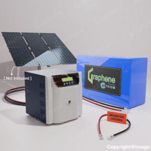 GRAPHENE 12 Volt 100AH Smart Lithium Battery, 1100VA MPPT Pure Sine Wave Solar Hybrid Inverter ,With Long Life Up to 20 Years, comes with 5 Years Warranty